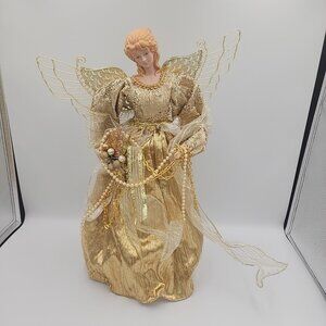 Vintage Gold Angel Tree Topper Wire Wings- 16 in Christmas